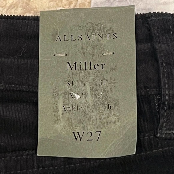 ALL SAINTS MILLER‎ CORDUROY SKINNY JEANS IN BLACK NWT WOMEN'S SIZE 27 - Picture 11 of 16